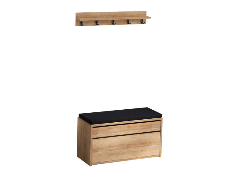 Schuhmöbel mit Holzbank "Boby" - 80 x 35 x 42 cm - Beige