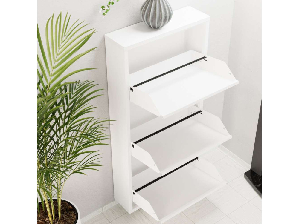 Schuhschrank aus Metall "Luna" - 50 x 15 x 103 cm - Weiß