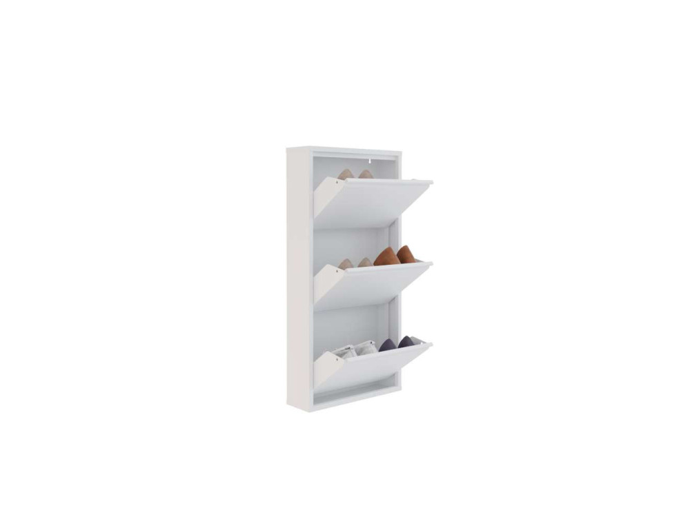Schuhschrank aus Metall "Luna" - 50 x 15 x 103 cm - Weiß