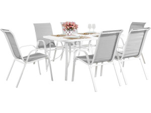 Gartensitzgruppe aus Textilene "Cordoba" - Phoenix - 6 Personen - Grau