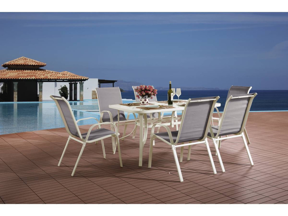Gartensitzgruppe aus Textilene "Cordoba" - Phoenix - 6 Personen - Grau