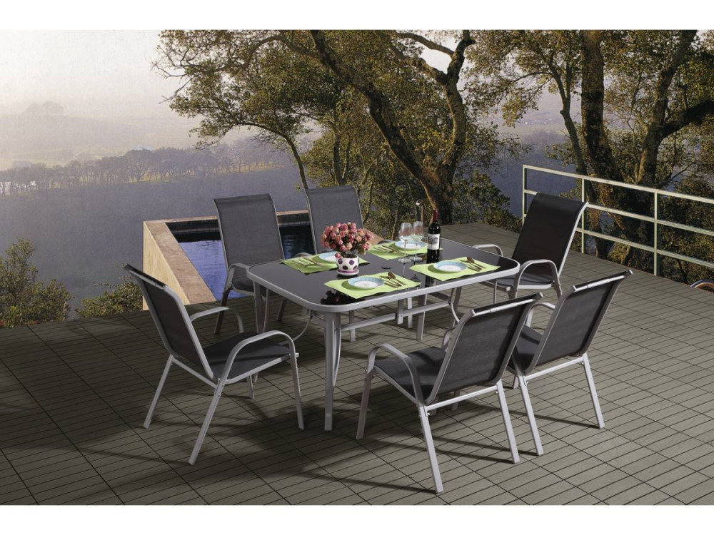 Gartensitzgruppe aus Textilene "Cordoba" - Phoenix - 6 Personen - Dunkelgrau