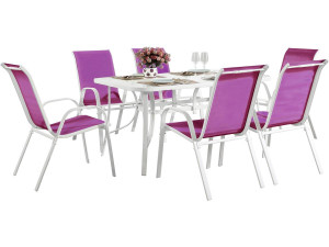 Gartensitzgruppe aus Textilene "Cordoba" - Phoenix - 6 Personen - Fuchsia