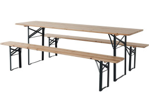 Bistrot-Gartentisch klappbar mit 2 Bänken "Lisbonne" - 218 x 59,5 x 75 cm -  Braun