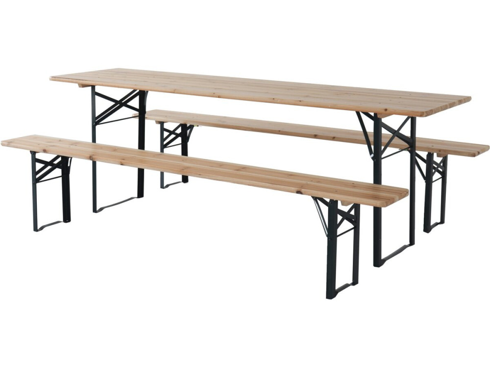 Bistrot-Gartentisch klappbar mit 2 Bänken "Lisbonne" - 218 x 59,5 x 75 cm -  Braun