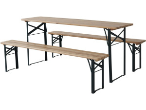 Bistrot-Gartentisch klappbar mit 2 Bänken "Lisbonne" - 176 x 46 x 75 cm -  Braun