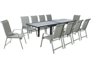 Garten-Essgruppe ausziehbar aus Aluminium "Lagos" - 140/280 x 90 x 76 cm - 10 Personen - Hellgrau