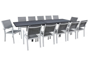 Garten-Essgruppe ausziehbar "Lagos" - 200/320 x 105 x 76 cm - 12 Personen - Dunkelgrau