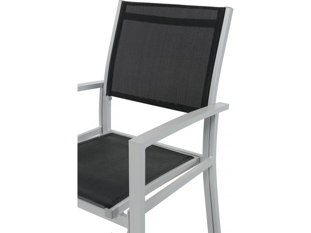 Garten-Essgruppe ausziehbar "Lagos" - Ausziehbarer Tisch 200/320 x 105 x 76 cm - 10 Stühle - Schwarz