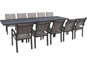 Ausziehbare Gartenmöbel zum Essen "Lagos" - 200/320 x 105 x 76 cm - 10 Stühle - Taupe