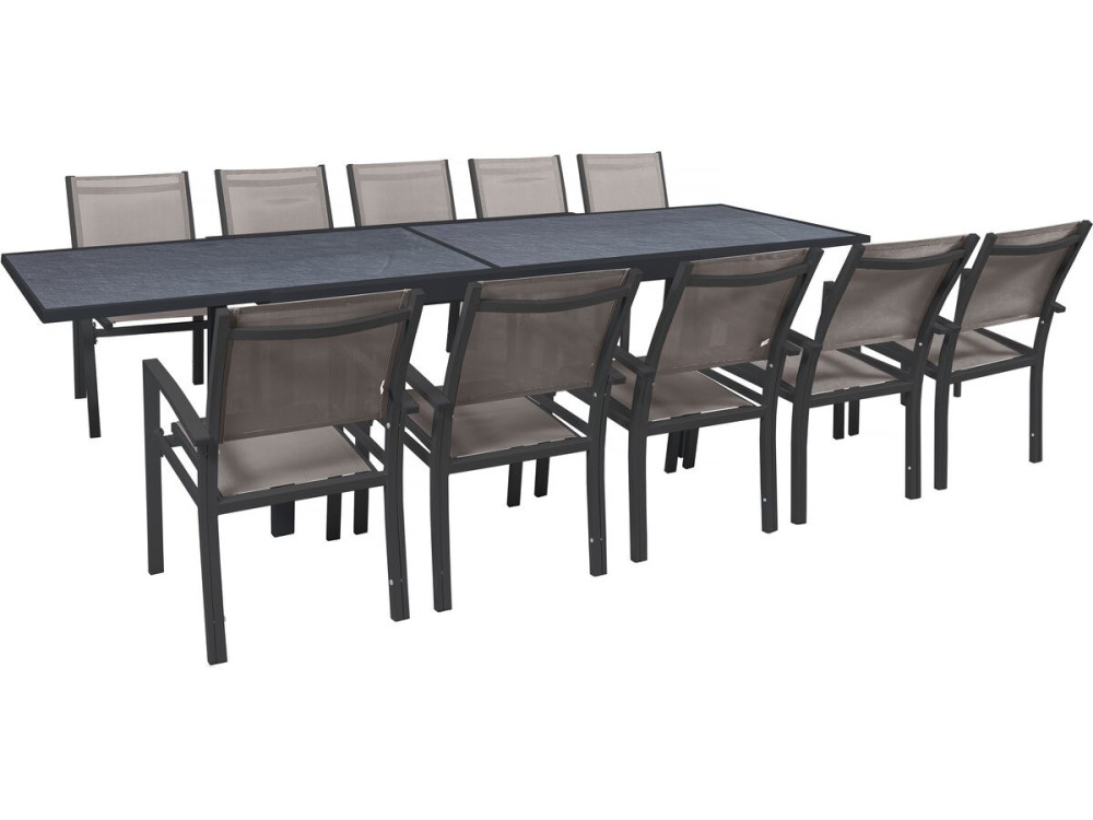 Ausziehbare Gartenmöbel zum Essen "Lagos" - 200/320 x 105 x 76 cm - 10 Stühle - Taupe