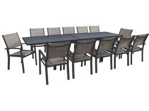 Ausziehbare Gartenmöbel zum Essen "Lagos" - 200/320 x 105 x 76 cm - 12 Stühle - Taupe