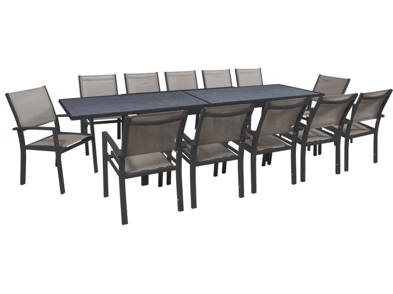 Ausziehbare Gartenmöbel zum Essen "Lagos" - 200/320 x 105 x 76 cm - 12 Stühle - Taupe