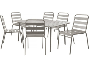 Gartenmöbel-Set "Bilbao" aus Metall - 6 Sitzplätze - Taupe