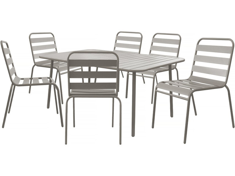 Gartenmöbel-Set "Bilbao" aus Metall - 6 Sitzplätze - Taupe