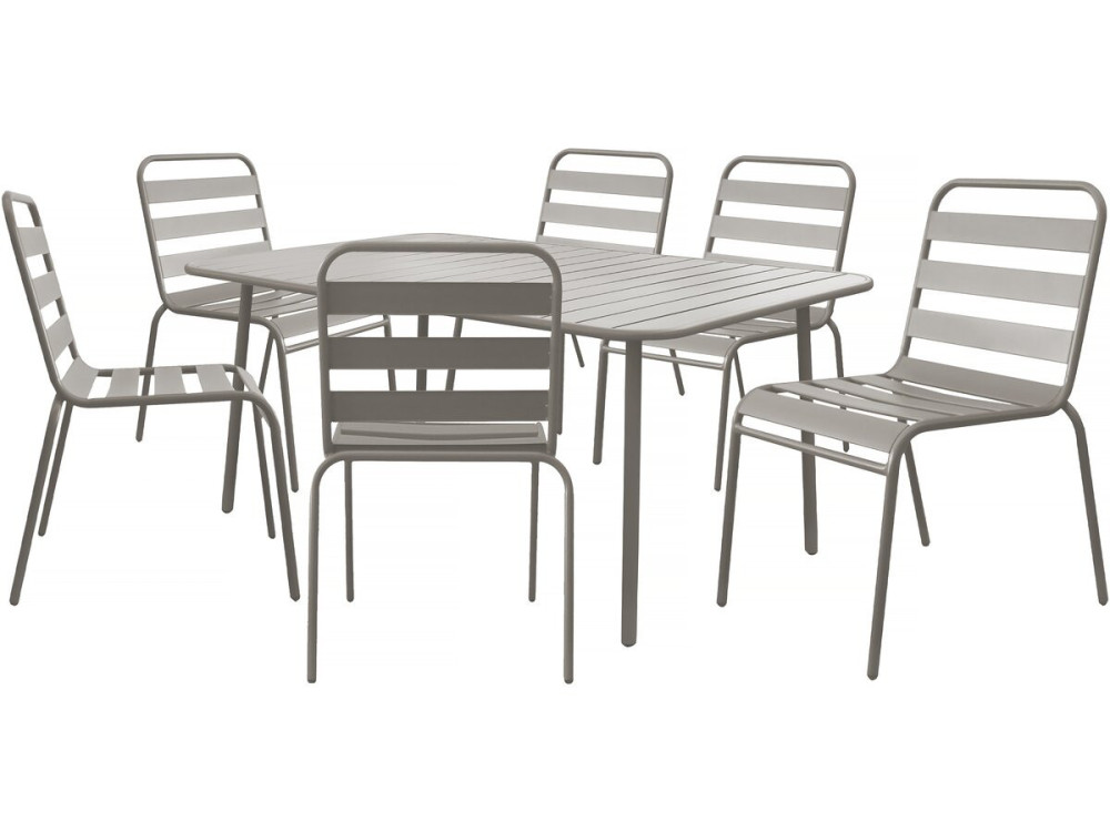 Gartenmöbel-Set "Bilbao" aus Metall - 6 Sitzplätze - Taupe