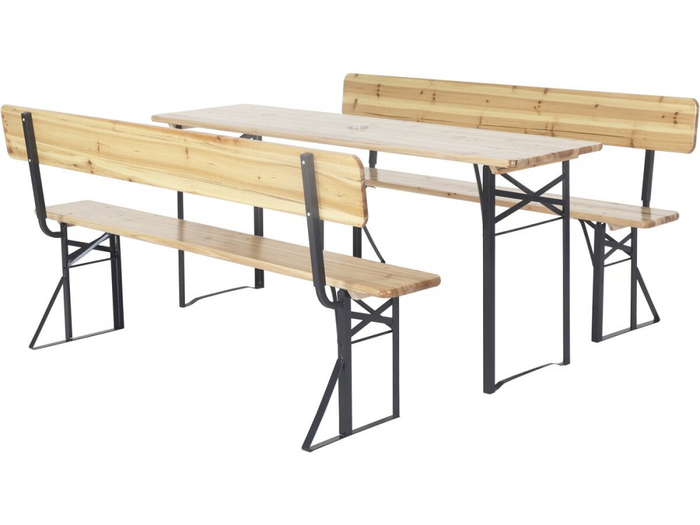 Gartenmöbel-Set „Lisbonne“ aus Holz mit Rückenlehne – 180 cm – Braun