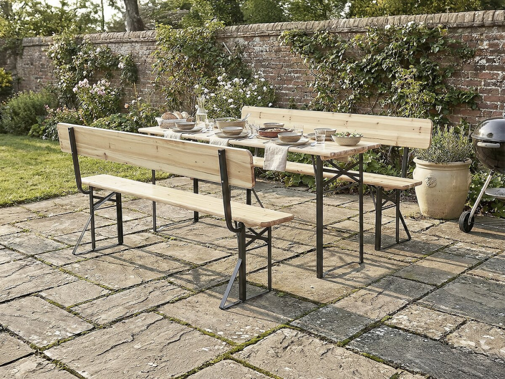 Gartenmöbel-Set „Lisbonne“ aus Holz mit Rückenlehne – 180 cm – Braun