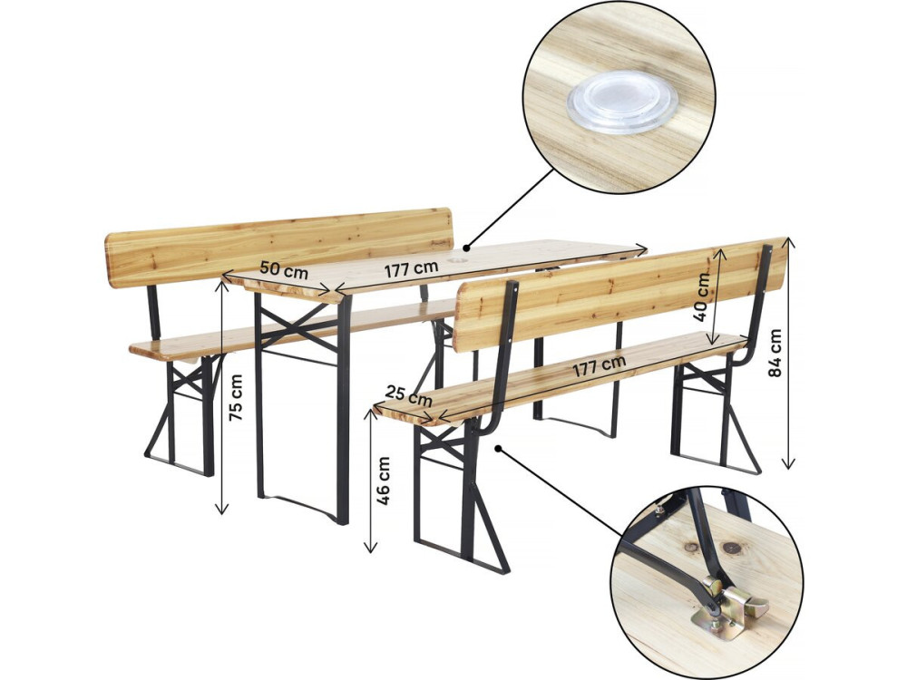 Gartenmöbel-Set „Lisbonne“ aus Holz mit Rückenlehne – 180 cm – Braun