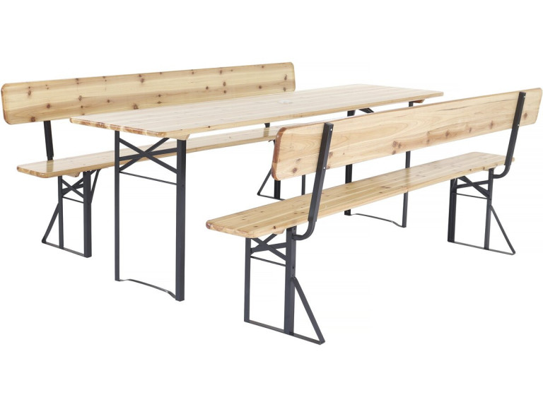 Gartenmöbel-Set „Lisbonne“ aus Holz mit Rückenlehne – 220 cm – Braun