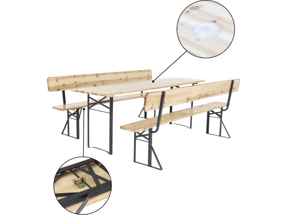 Gartenmöbel-Set „Lisbonne“ aus Holz mit Rückenlehne – 220 cm – Braun