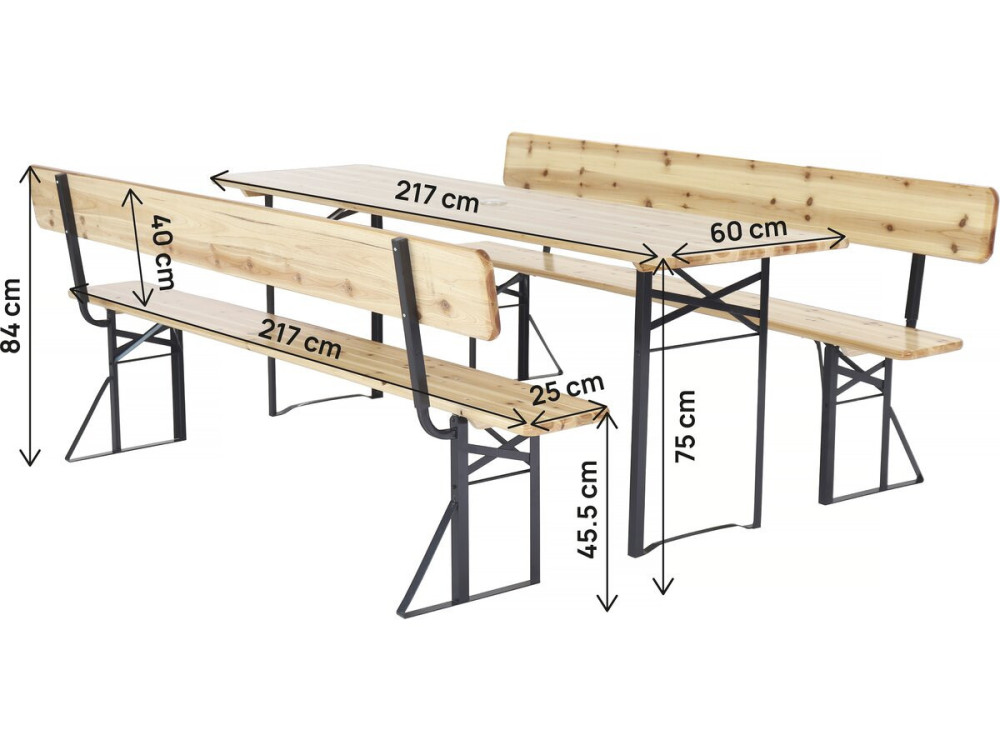 Gartenmöbel-Set „Lisbonne“ aus Holz mit Rückenlehne – 220 cm – Braun