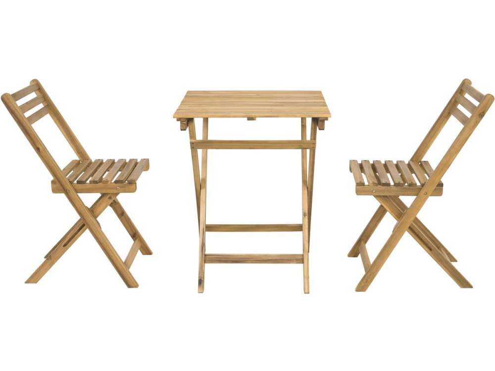 Gartentisch und -stühle "Aldo" aus Holz - 2 Sitzplätze - Braun