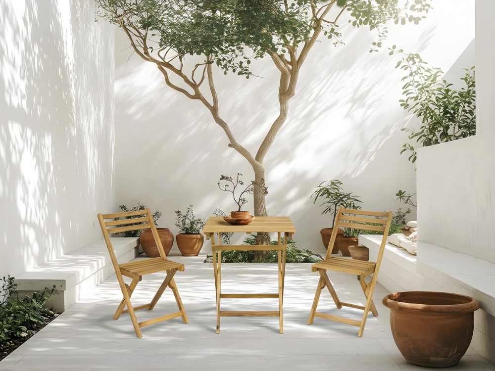 Gartentisch und -stühle "Aldo" aus Holz - 2 Sitzplätze - Braun