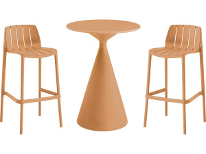 Bistro-Stapeltisch und -Hochstühle "Vaena" - 2-Sitzer - Orange