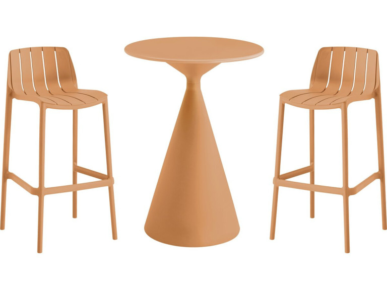 Bistro-Stapeltisch und -Hochstühle "Vaena" - 2-Sitzer - Orange