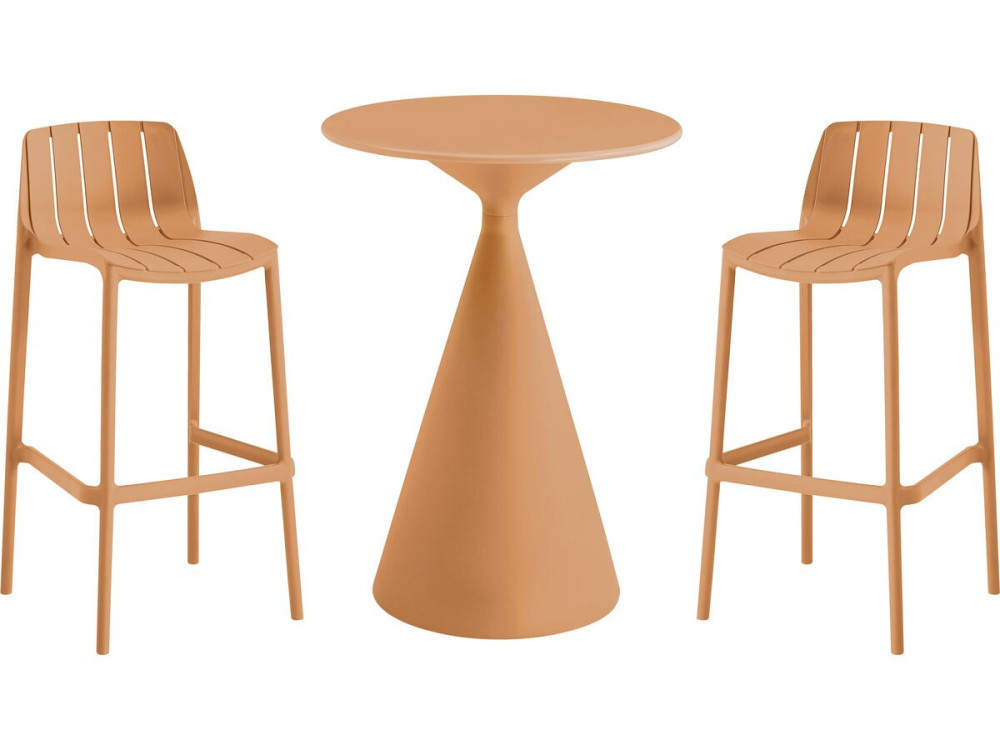 Bistro-Stapeltisch und -Hochstühle "Vaena" - 2-Sitzer - Orange