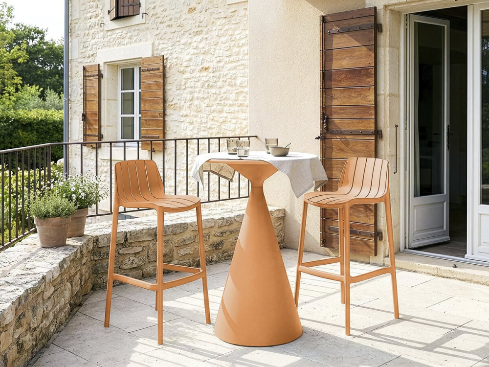 Bistro-Stapeltisch und -Hochstühle "Vaena" - 2-Sitzer - Orange