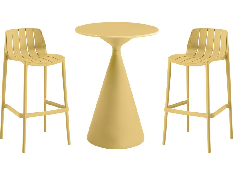 Bistro-Stapeltisch und -Hochstühle "Vaena" - 2-Sitzer - Gelb