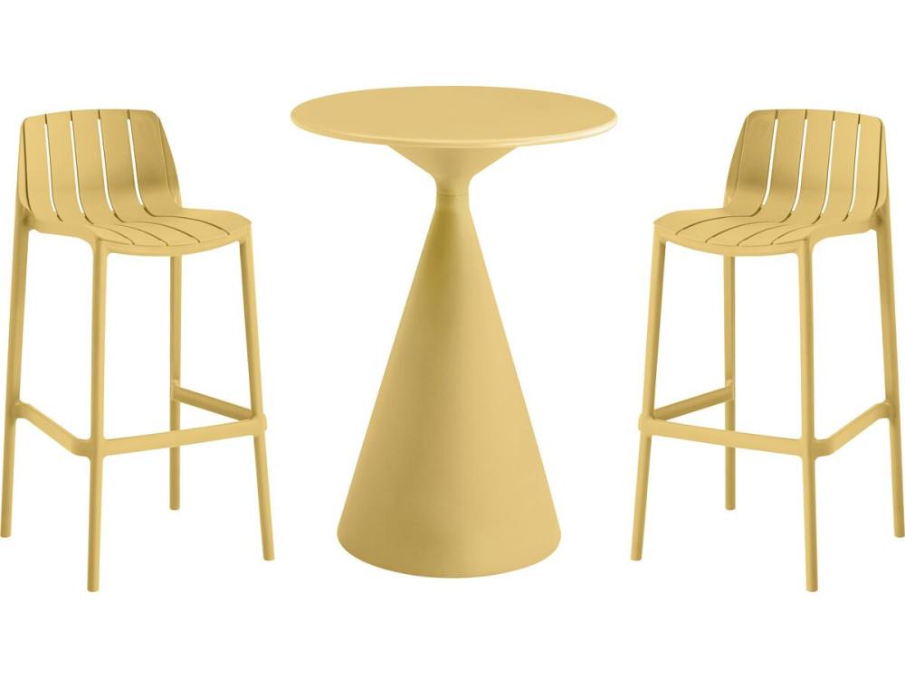 Bistro-Stapeltisch und -Hochstühle "Vaena" - 2-Sitzer - Gelb