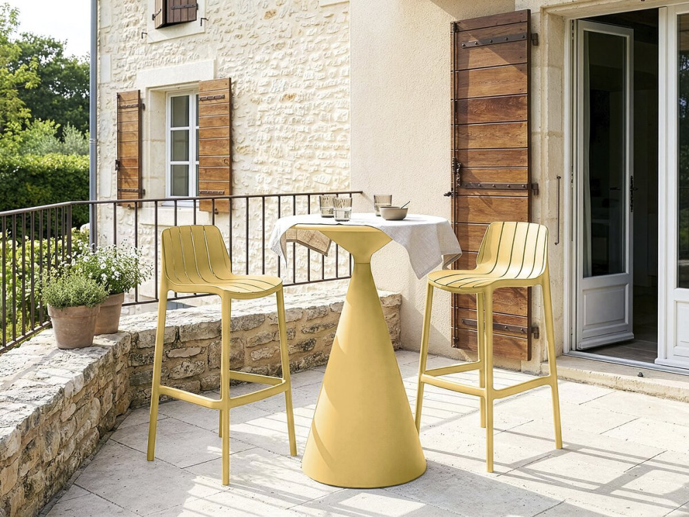 Bistro-Stapeltisch und -Hochstühle "Vaena" - 2-Sitzer - Gelb