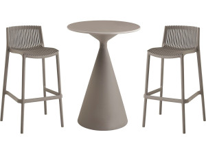 Bistro-Stapeltisch und -Hochstühle "Néora" - 2-Sitzer - Taupe