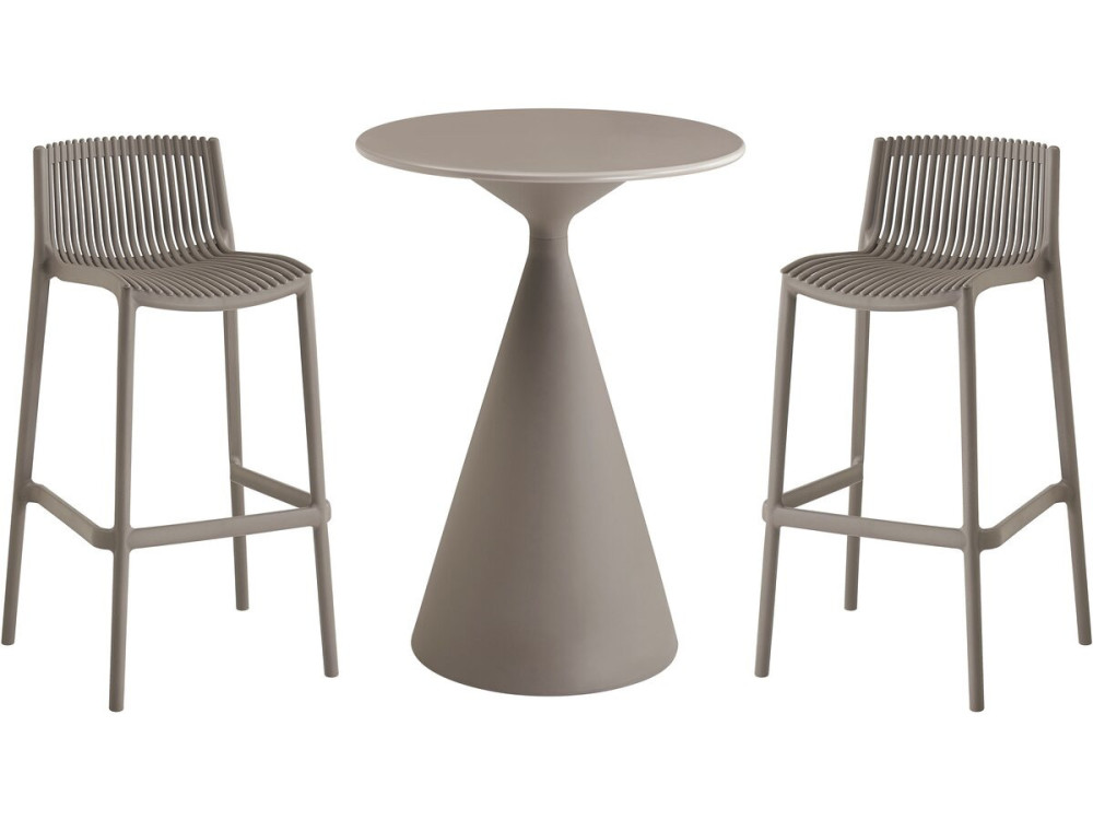 Bistro-Stapeltisch und -Hochstühle "Néora" - 2-Sitzer - Taupe