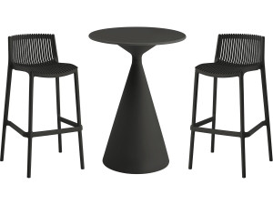 Bistro-Stapeltisch und -Hochstühle "Néora" - 2-Sitzer - Schwarz