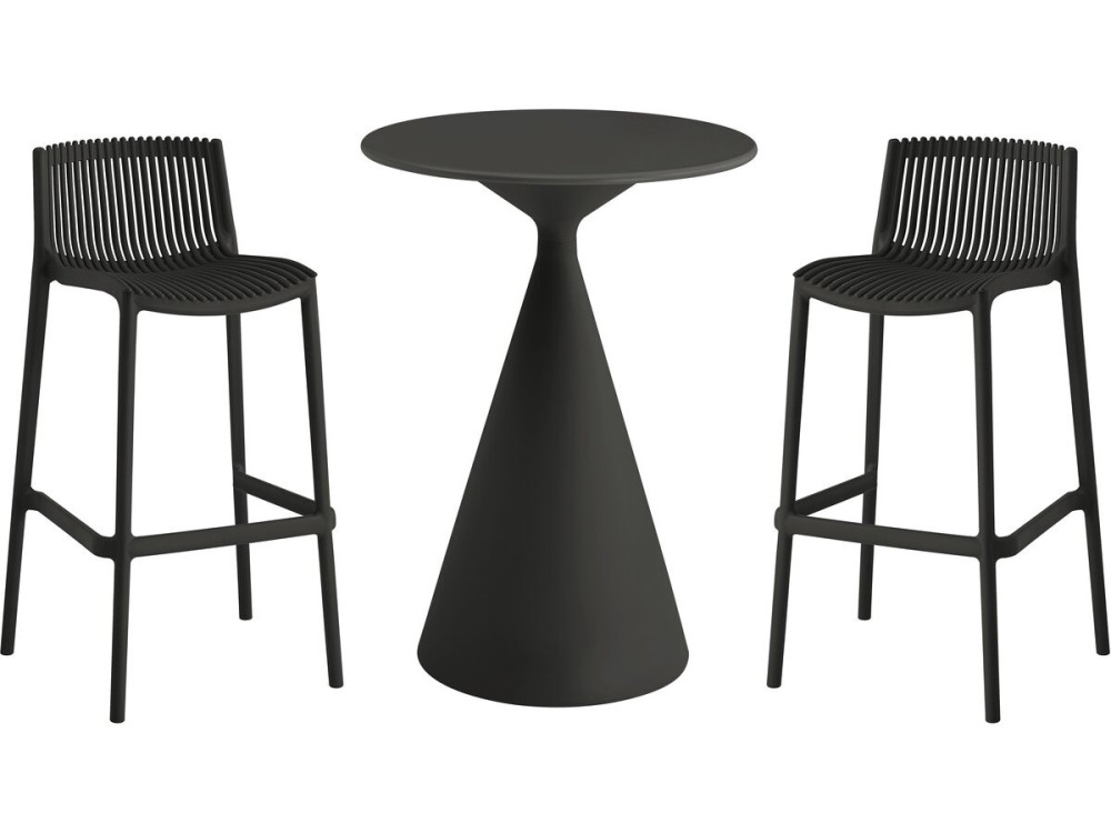 Bistro-Stapeltisch und -Hochstühle "Néora" - 2-Sitzer - Schwarz