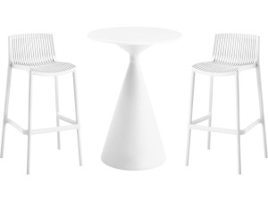 Bistro-Stapeltisch und -Hochstühle "Néora" - 2 Sitze - Weiß