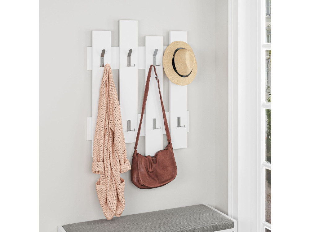 Wandgarderobe aus Holz "Wave" - 64 x 4 x 79 cm - Weiß