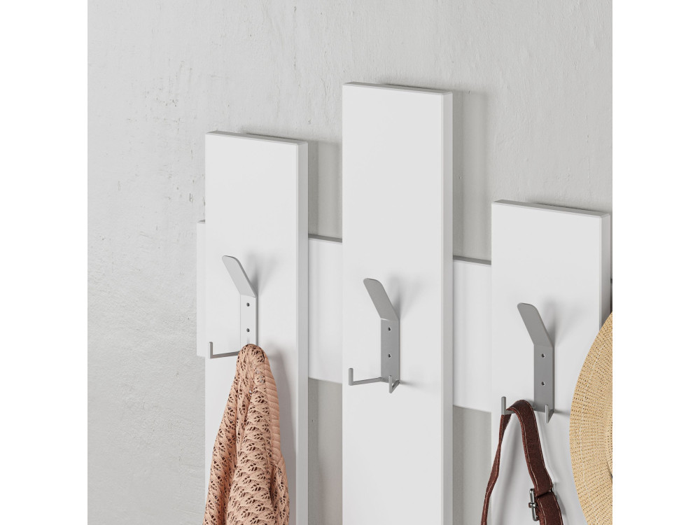 Wandgarderobe aus Holz "Wave" - 64 x 4 x 79 cm - Weiß