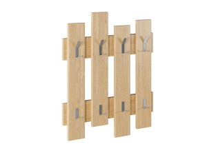 Wandgarderobe aus Holz "Wave" - 64 x 4 x 79 cm - Beige