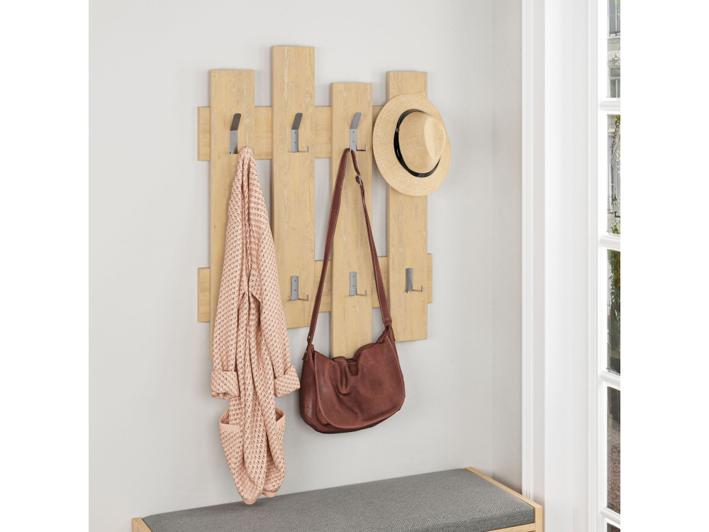 Wandgarderobe aus Holz "Wave" - 64 x 4 x 79 cm - Beige