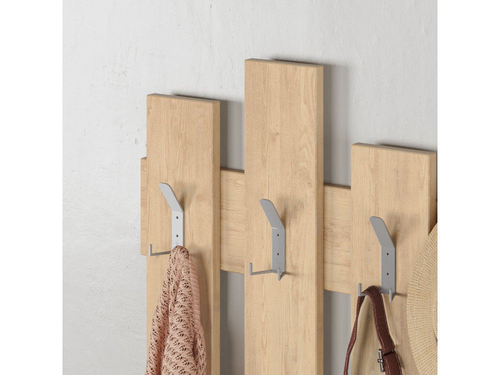 Wandgarderobe aus Holz "Wave" - 64 x 4 x 79 cm - Beige