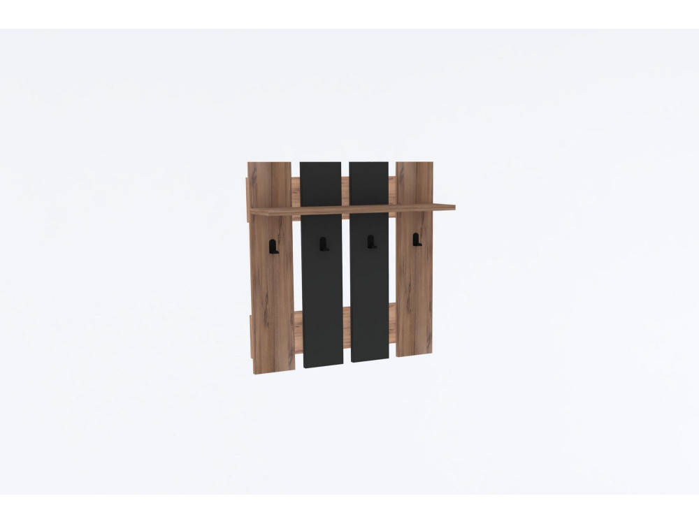 Wandgarderobe mit Holzregal "Mita" - 70 x 14 x 70 cm - Anthrazitgrau