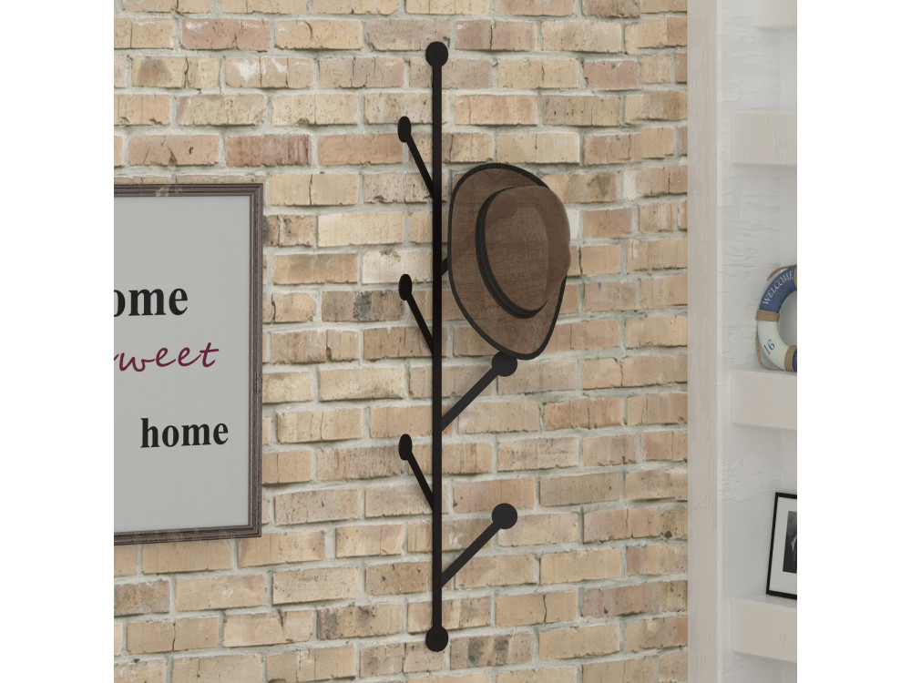 Wandgarderobe aus Metall "Ponpon" - 22 x 5 x 94 cm - Schwarz