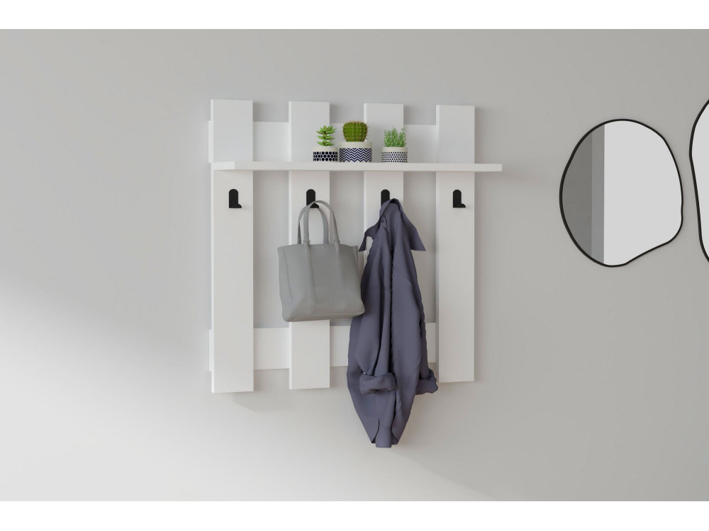 Wandgarderobe aus Holz "Carina" - 70 x 14 x 70 cm - Weiß