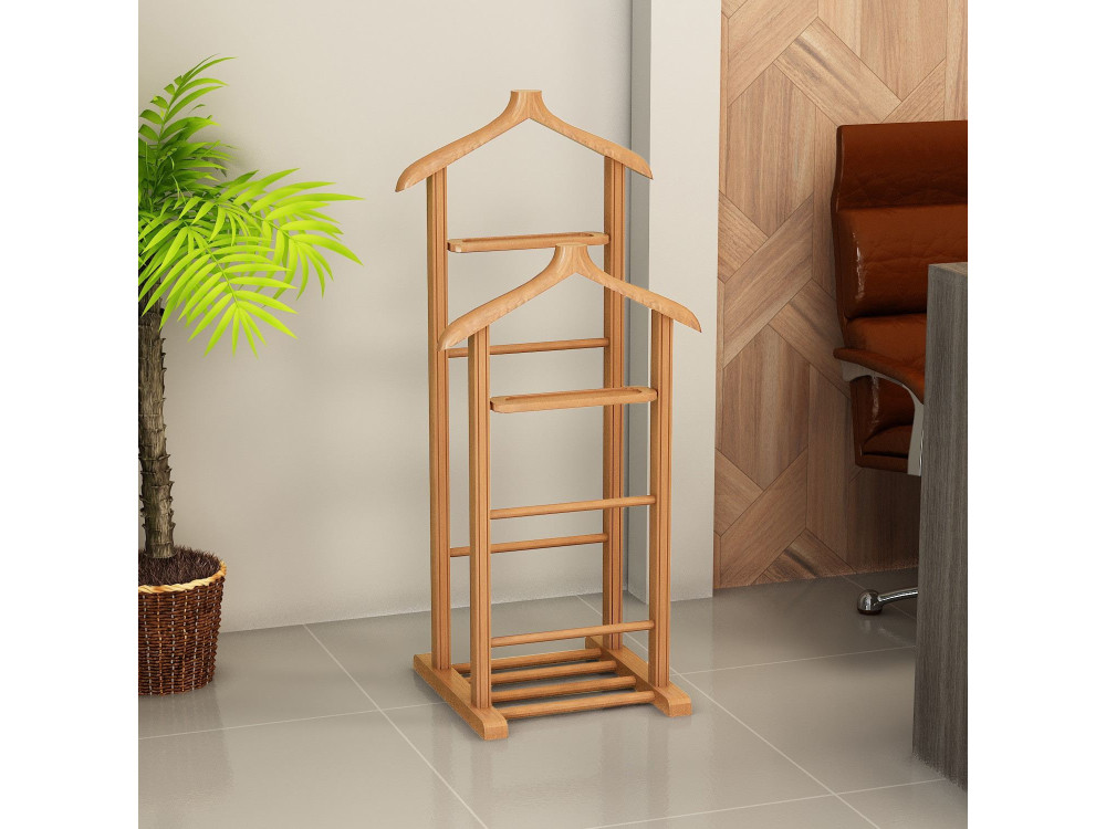 Kleiderständer aus Holz "Beta" - 33 x 46 x 120 cm - Beige