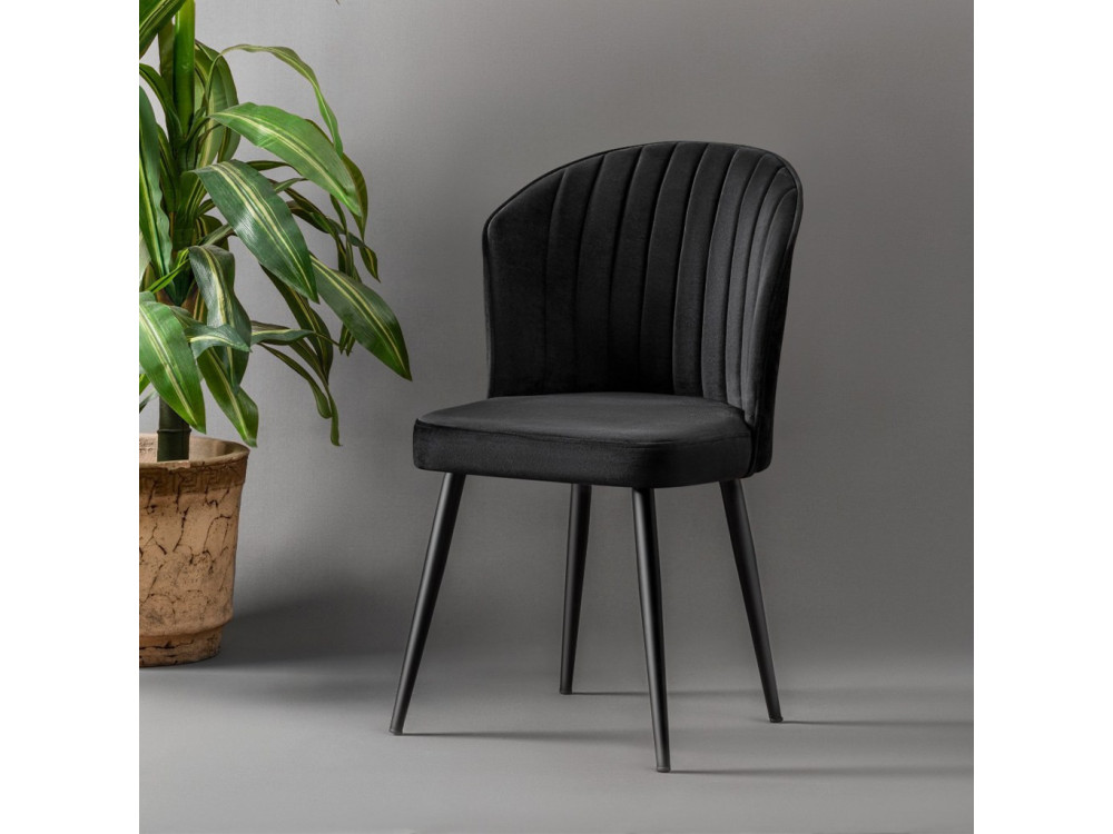 Stuhlset (2 Stück) aus Holz "Rubi" - 52 x 42 x 85 cm - Schwarz